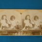 Griffith Our Pet Bunnies stereoview stereoscope card antique 1894 Victorian children photo W. H. Rau