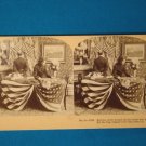 American flag draped coffin stereograph stereoview stereoscope card BW Kilburn antique 1909 JM Davis