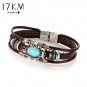 17KM 2 Style Vintage Flower Bracelets & Bangle Boho Multiple Layers Leather