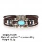17KM 2 Style Vintage Flower Bracelets & Bangle Boho Multiple Layers Leather