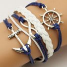 FAMSHIN New Handmade Wristband Braided Wax Cords Love Anchor Owl Hungry Gam