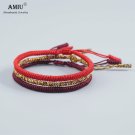 AMIU 3PCS Multi Color Tibetan Buddhist Good Lucky Charm Tibetan Bracelets &