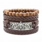 4pcs/set Handmade Fashion Trendy Vintage Female Femme Homme Male Punk Wood