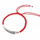 925 Sterling Silver Fish Lucky Red Rope Bracelet Handmade Bangle Wax String