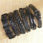 6pcs Handmade Punk Charms Men Braclet For Women Ethnic Tribal Wrap Black Br