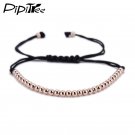 Trendy Handmade Brand Men Bracelet Macrame Jewelry 4mm Copper Beads Braided