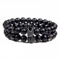 CZ crown Bracelet set Black matte Stone Beads bracciali femme Friends