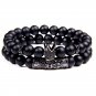 CZ crown Bracelet set Black matte Stone Beads bracciali femme Friends