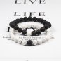 Set Bracelet Couples Distance Black White Natural Lava Stone Tiger Eye