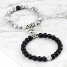 Hot Sale 2pcs/set Beads Bracelet For Lovers Natural Stone Distance Hea