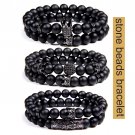 CZ crown Bracelet set Black matte Stone Beads bracciali femme Friends