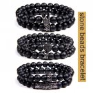 CZ crown Bracelet set Black matte Stone Beads bracciali femme Friends