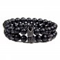 CZ crown Bracelet set Black matte Stone Beads bracciali femme Friends