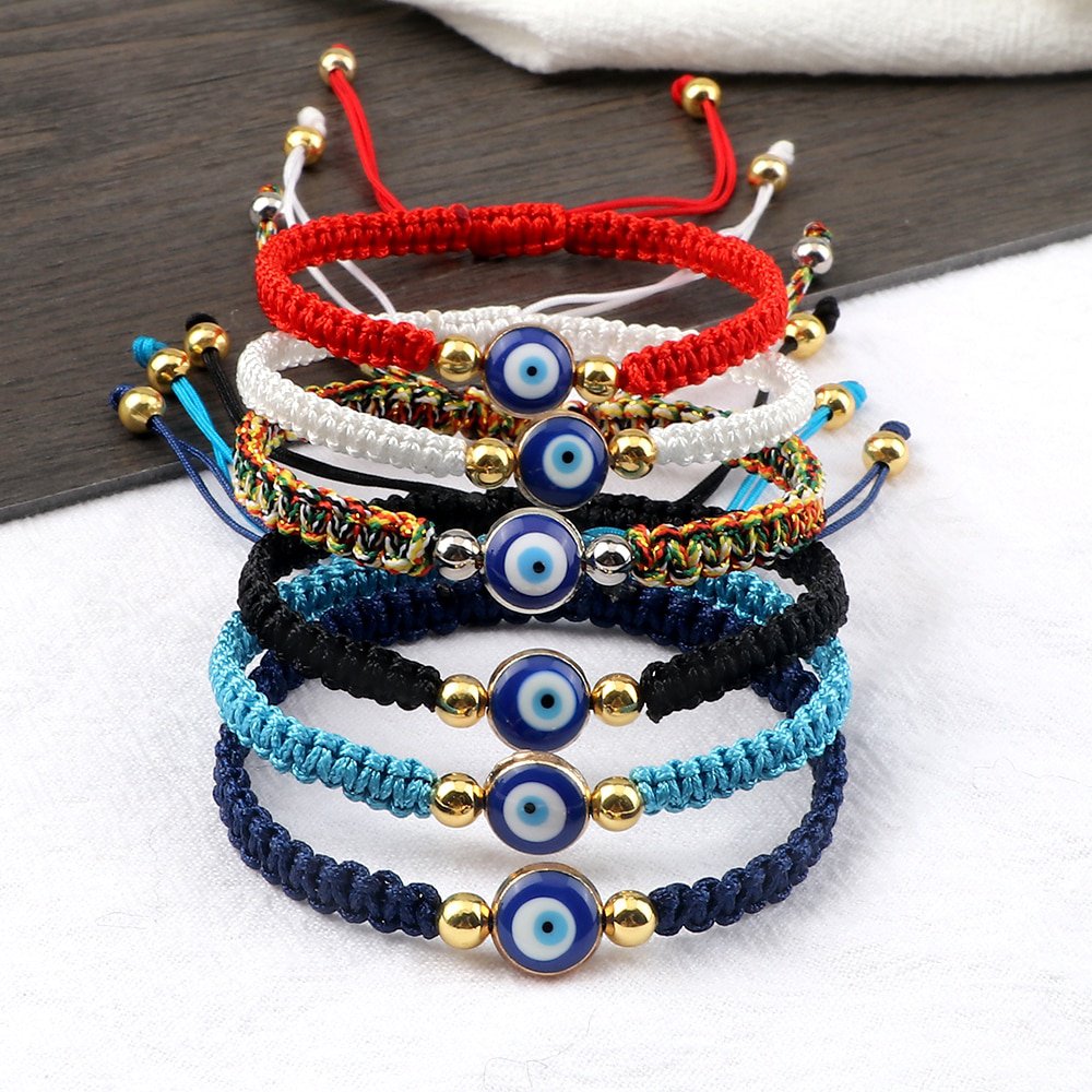 New Evil Eye Braided Bracelet Lucky Red Black Color Thread Couple Chai