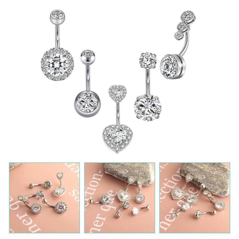 Sexy Dangling Navel Belly Button Rings Belly Piercing Crystal Surgical 