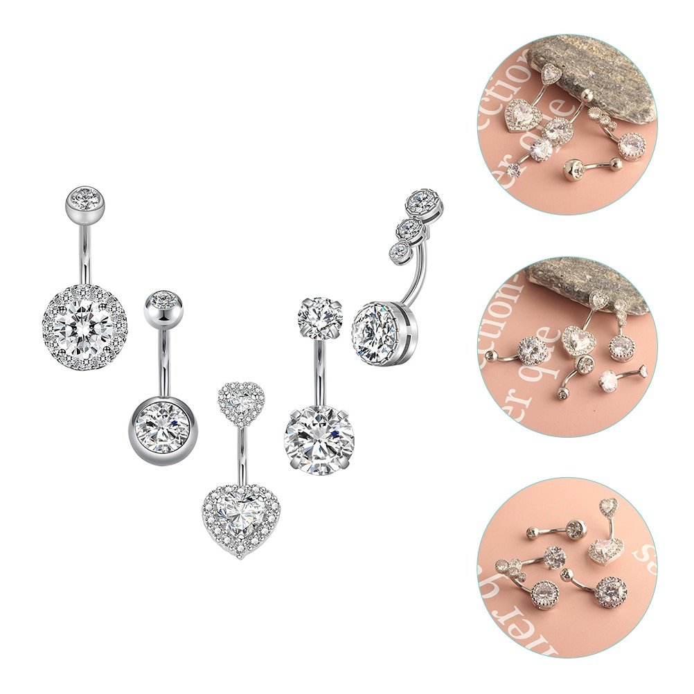 Sexy Dangling Navel Belly Button Rings Belly Piercing Crystal Surgical