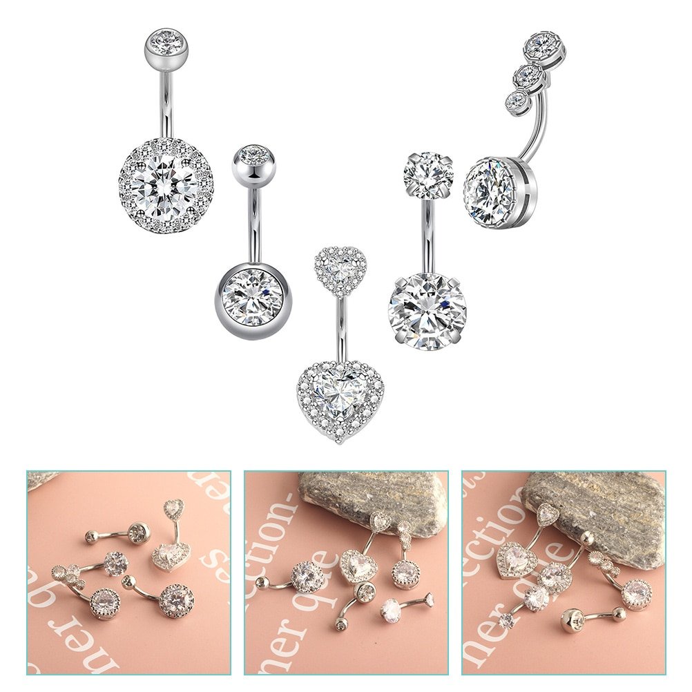 Sexy Dangling Navel Belly Button Rings Belly Piercing Crystal Surgical