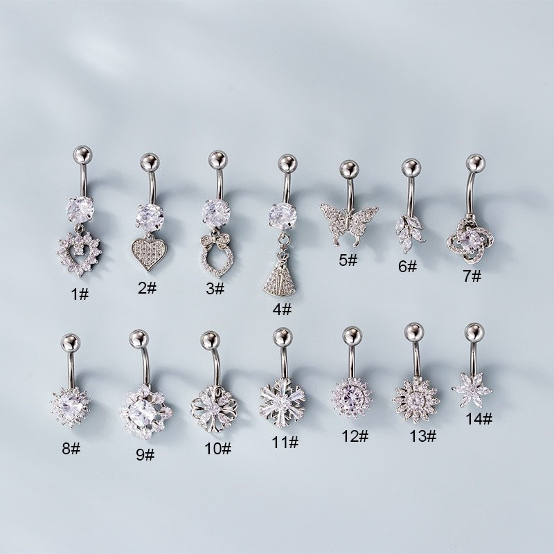 14g Hypoallergenic Titanium Belly Button Rings Chain Pendant Dangle Na