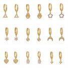 Punk Gold plated Heart Star Small Hoop Earrings For Women Minimalist G