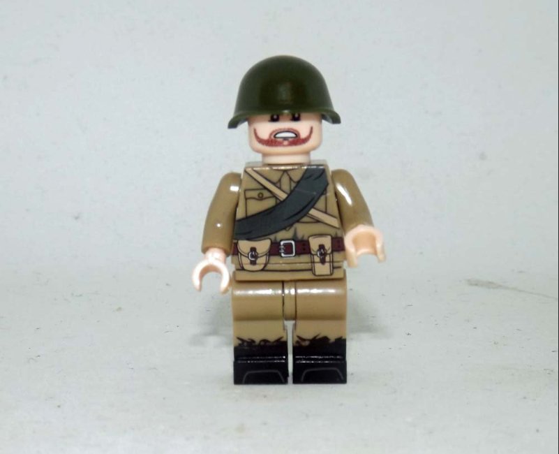 Russian WW2 Army soldier Custom minifigure Comic movie building green hat army toy figure
