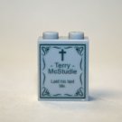 Tombstone grave RIP Terry McStudle for minifigure movie building toy figure