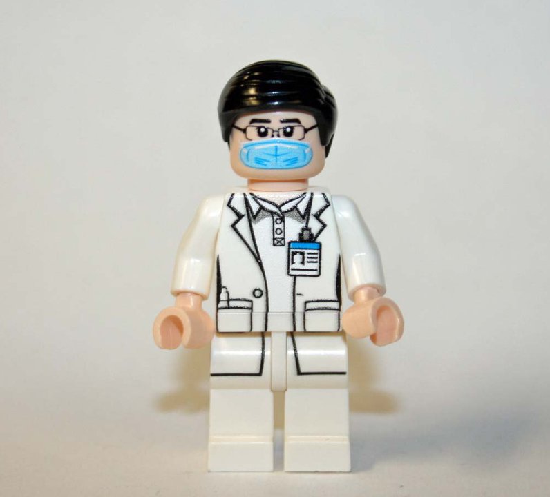 Male Doctor while lab coat mask Hospital Custom minifigure movie building toy figure