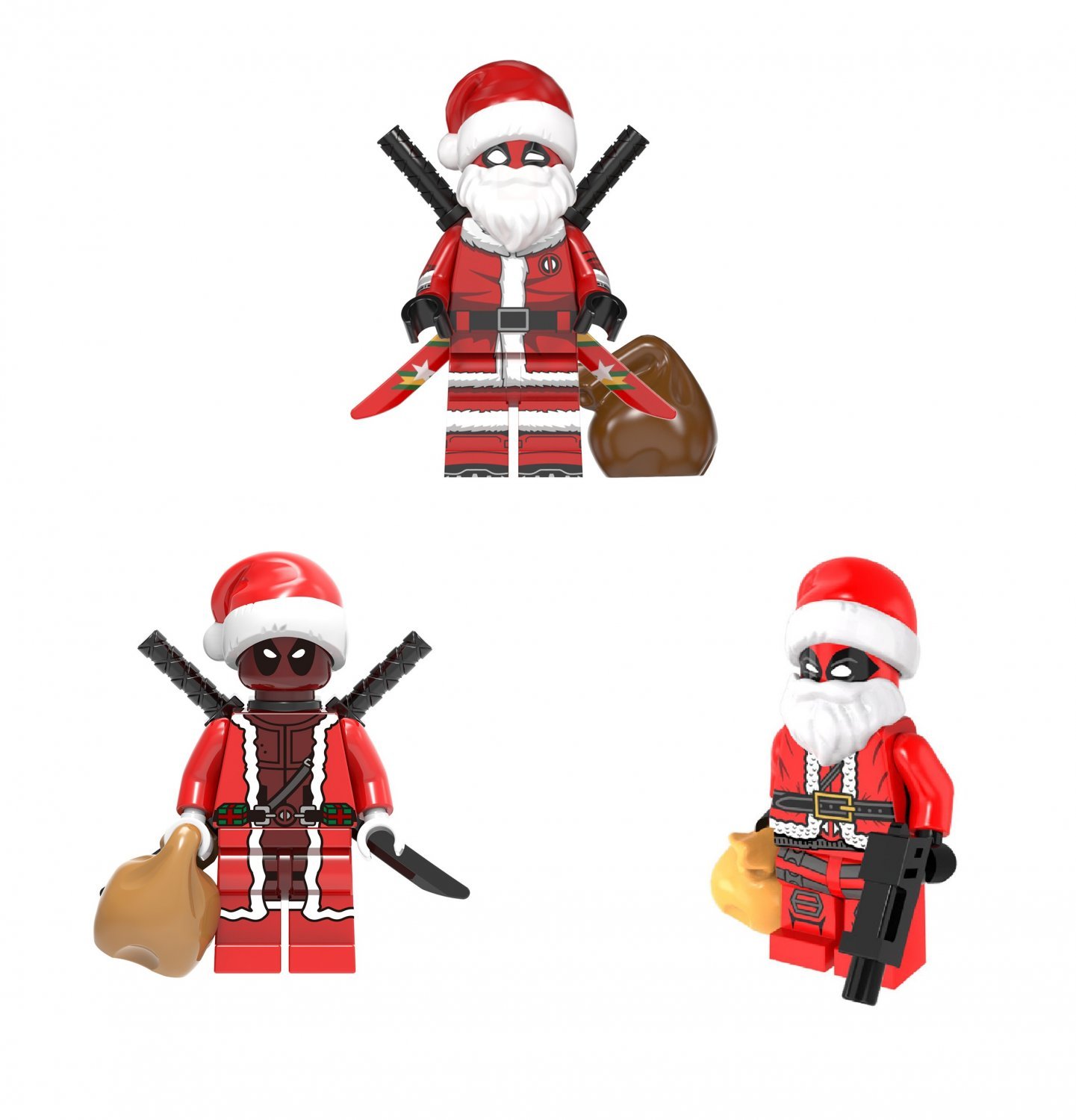 3pcs Santa Claus costume Deadpool Minifigures Lego Compatible Avengers