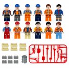 12pcs American construction workers Minifigures Lego Compatible Americ