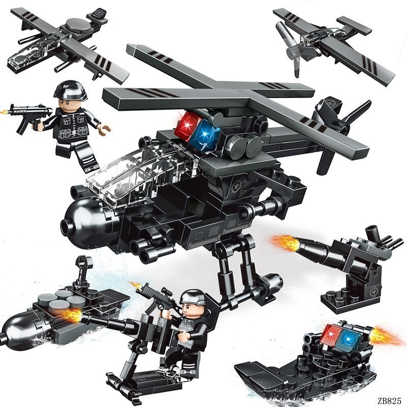 6in1 S.W.A.T. Attack Helicopter UAV Seafox Minifigures Lego Compatible