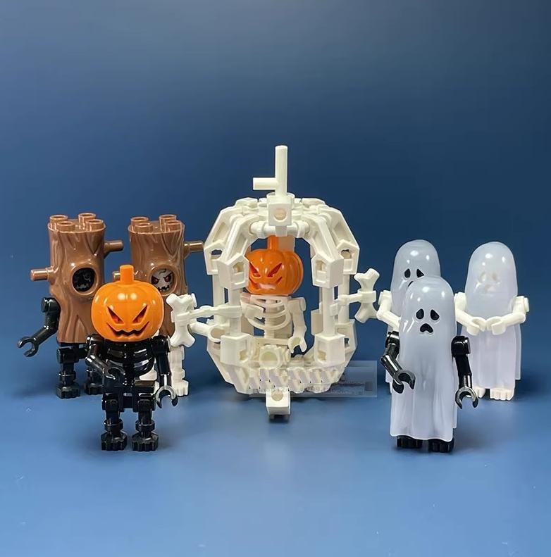 Skeleton Pumpkin Cursed Cage Devil Minifigures Lego Compatible New Hal