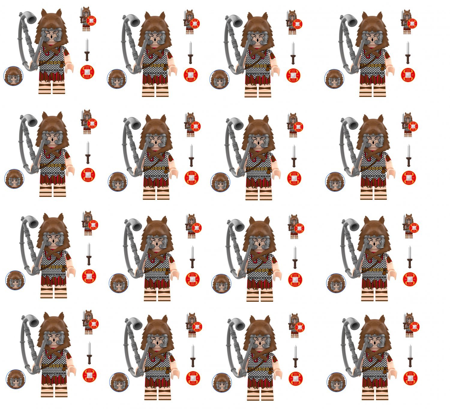Wolf Head Warrior Soldier Minifigures Lego Compatible Middle Ages Sets