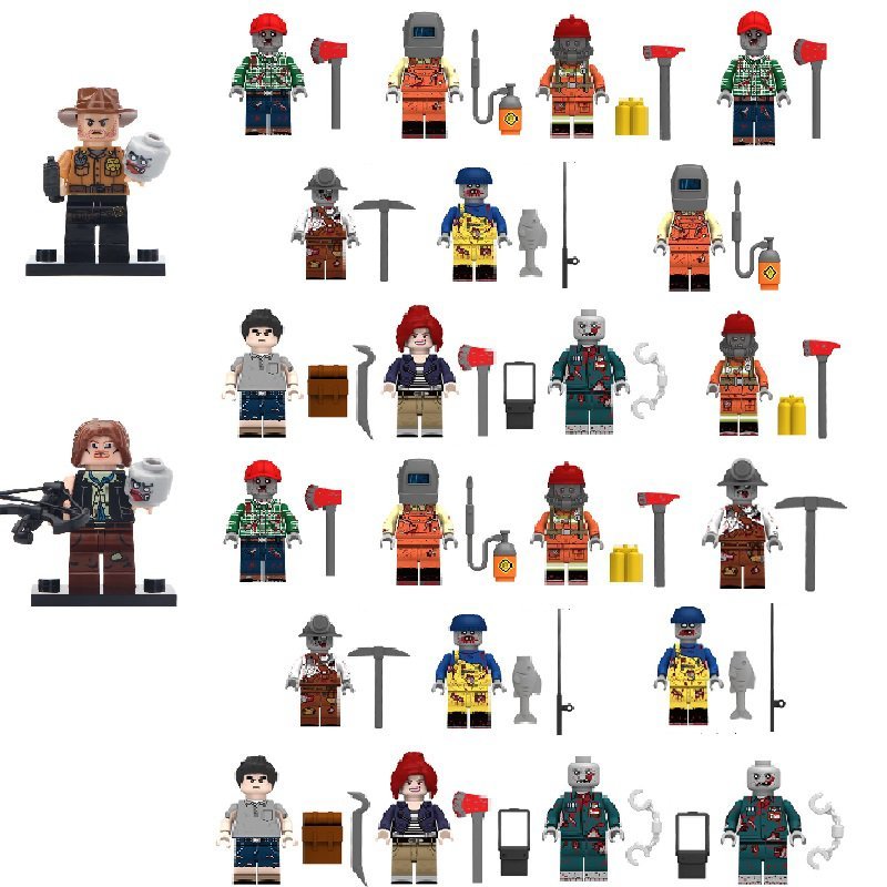 Rick Grimes Daryl Dixon VS Zombie Minifigures Compatible Lego The Walk