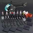 Black SWAT Helicopter police Minifigures Compatible Lego City Helicopt