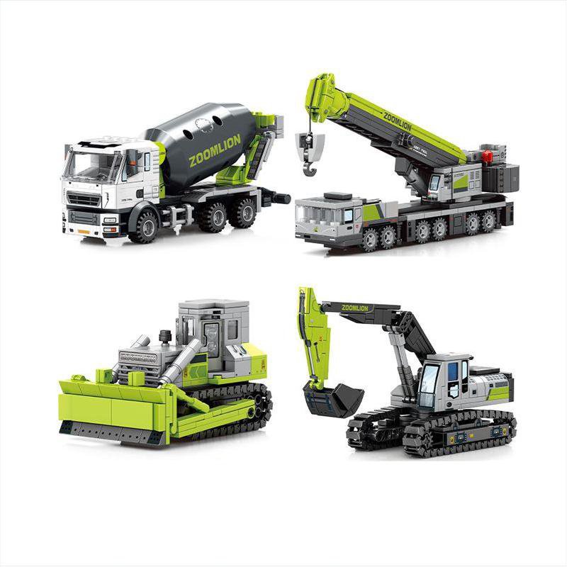Mini Bulldozer Crane excavating machinery Minifigures Lego Compatible