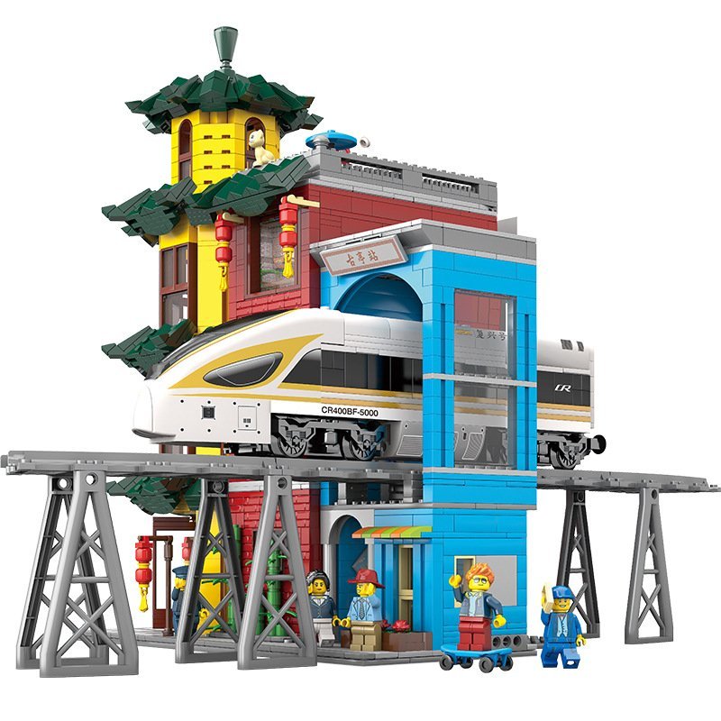 Track Edifice Guting Station Minifigures Lego Compatible City Build Se