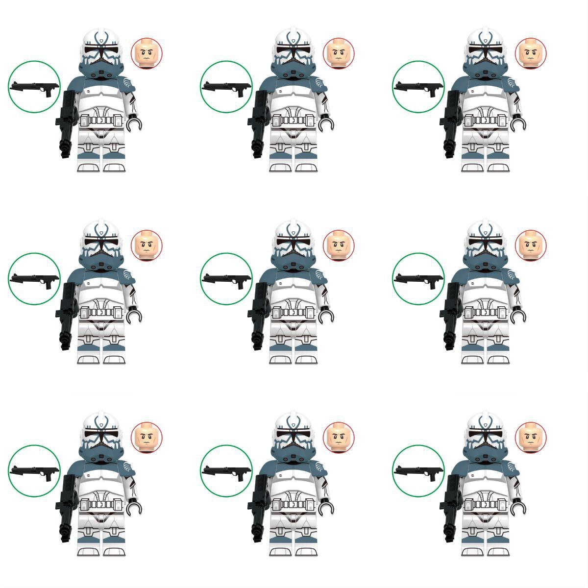 9pcs Wolfpack Clone Trooper Comet Minifigures Lego Compatible Clone Ar