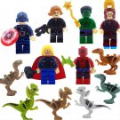Avengers Super Hero VS Jurassic World Dinosaur Minifigures Lego Compat