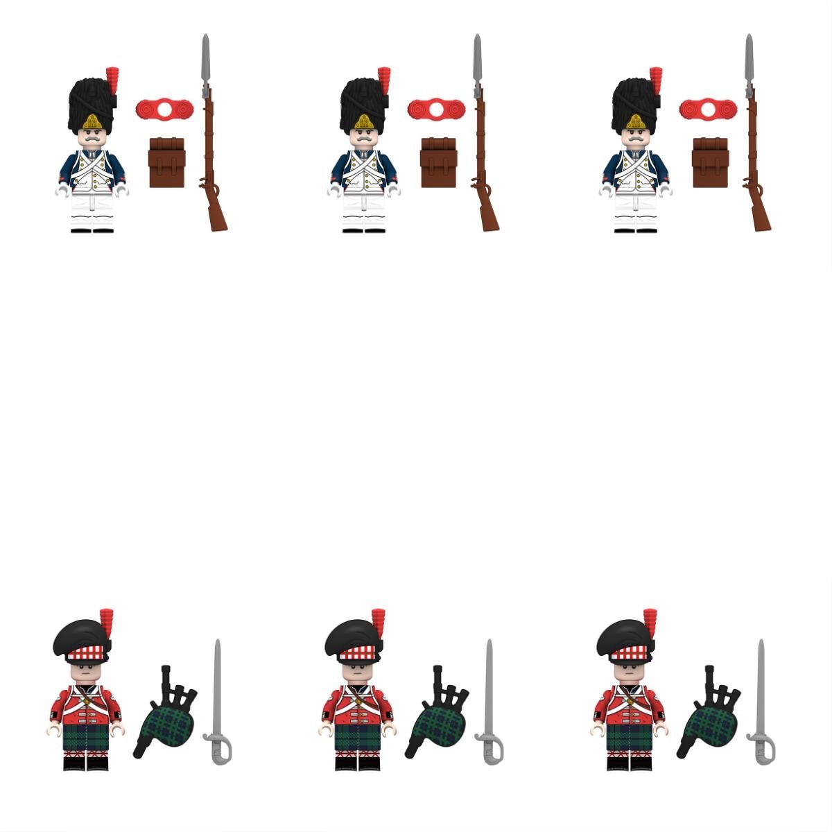 French Grenadier The Gods VS UK Bagpiper soldier Minifigures Lego Comp