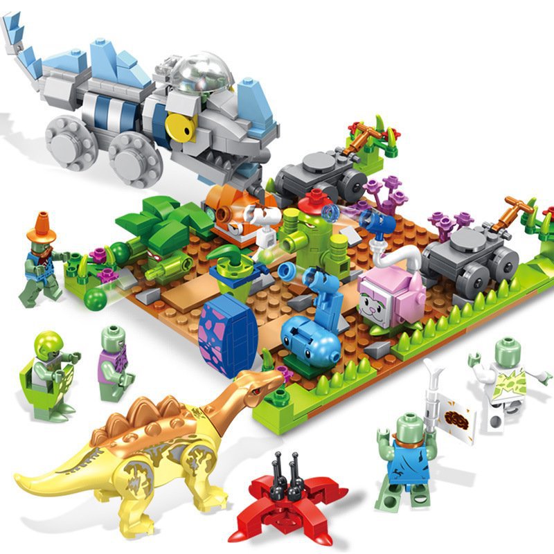 Mechanical dinosaur VS Zombie Minifigures Lego Compatible Game Set