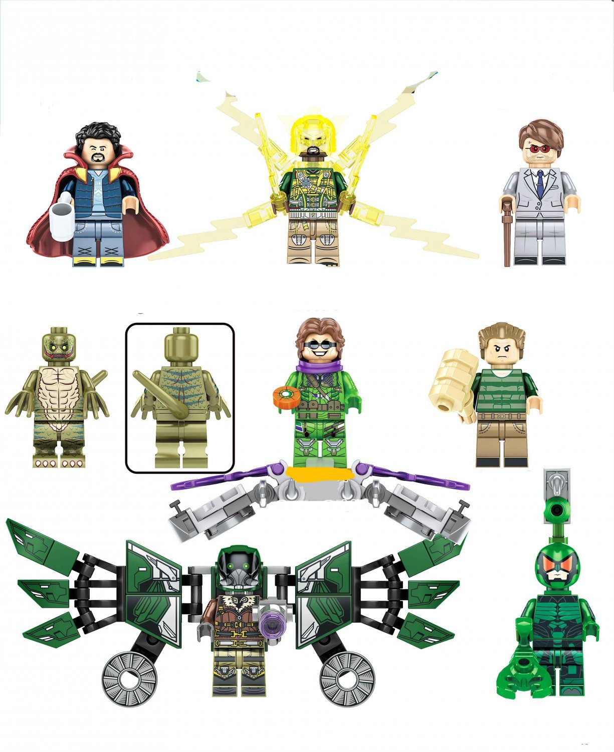 Electro Daredevil Lizard Scorpion Vulture Minifigures Lego Compatible