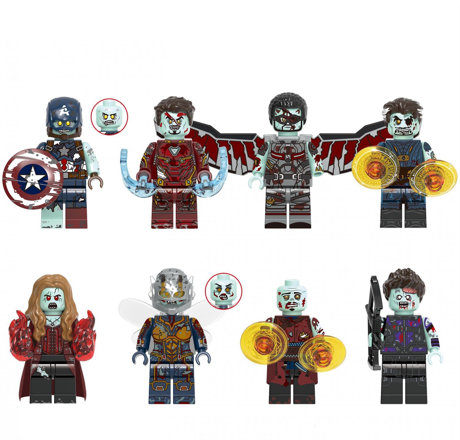 Zombie Iron Man Wong Wasp Captain America Minifigures Lego Compatible