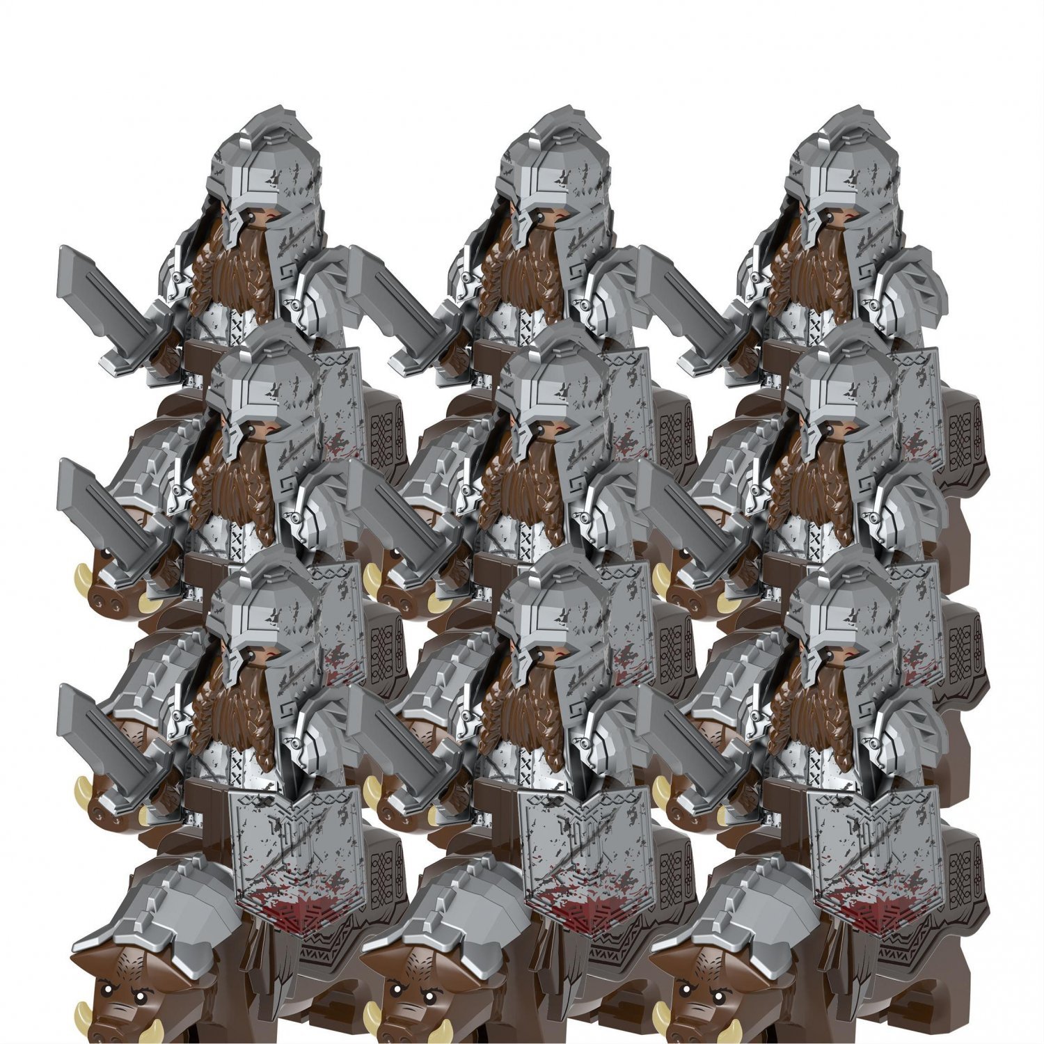 9pcs Cannibal evil dwarf soldier Boar mount Minifigures Lego Compatibl