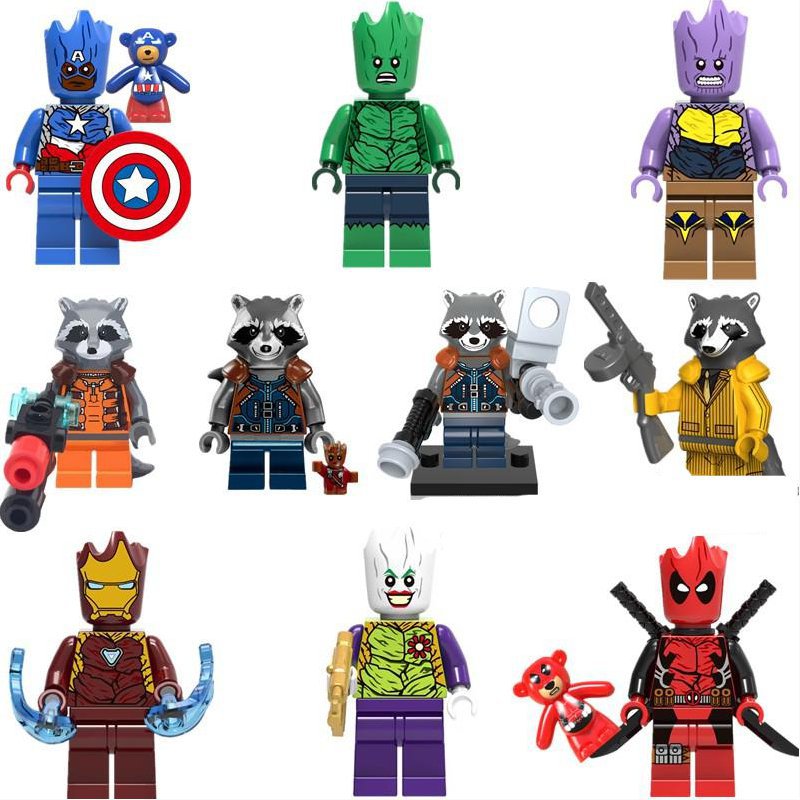 10pcs Rocket Racoon Groot Minifigures Lego Compatible Guardians of the