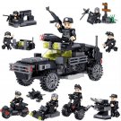 4in1 Black Police Army troops Minifigures Lego Compatible City Toy