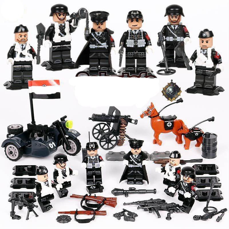 WW2 Germany Special Force Military Motorcycle Minifigures Lego Compati