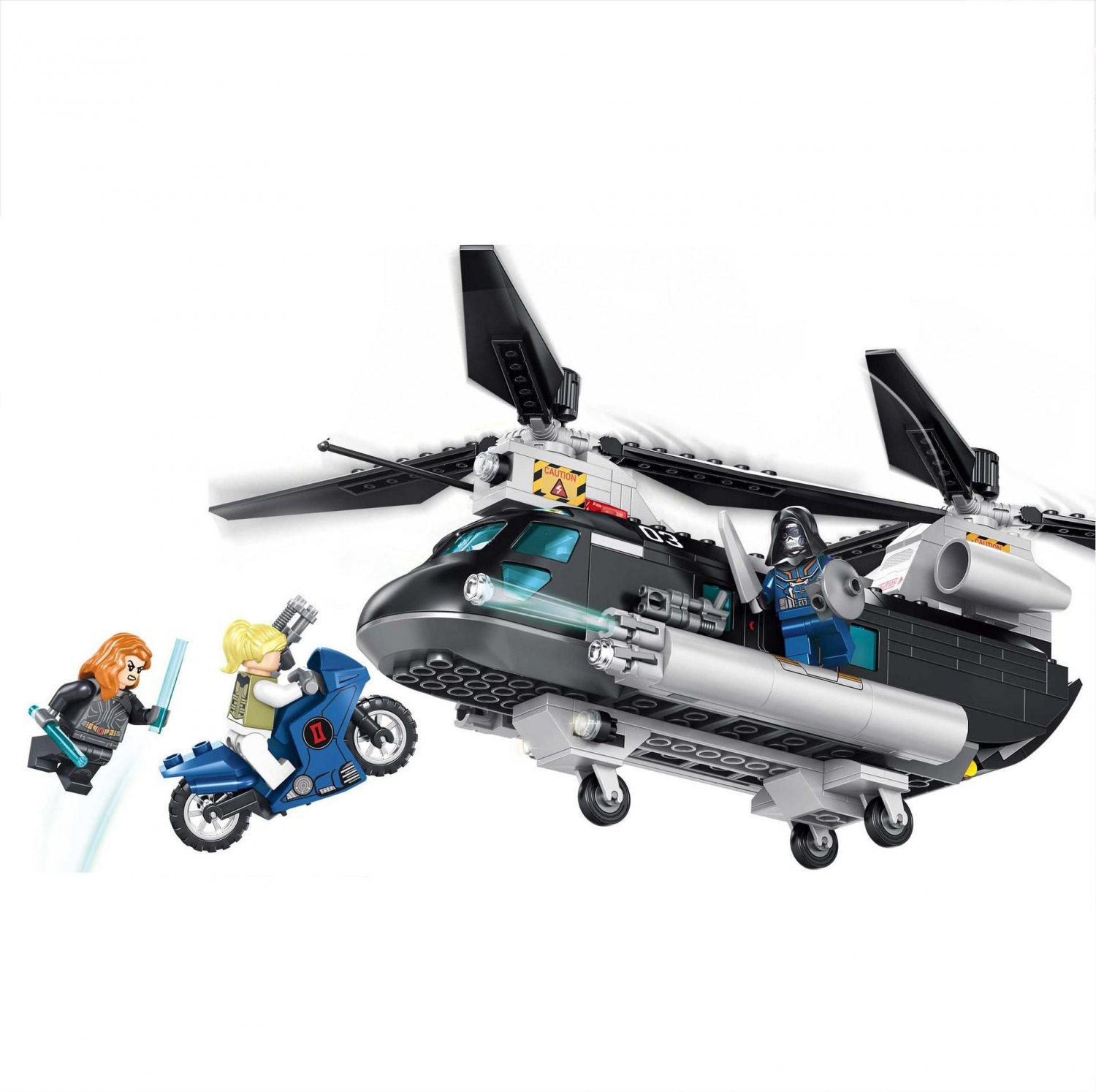 Black Widow Special agent Iron Maiden Helicopter Minifigures Lego Comp