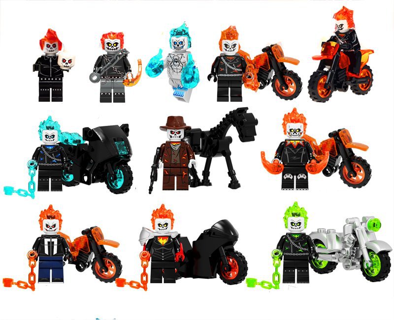 11pcs Movie Sets Ghost Rider Motorcycle Minifigures Lego Compatible To