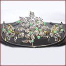 PARTY WEAR Vintage Look 11.58C Rose Cut Diamond 925 Silver Emerald Tiara Crown