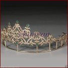 Royal Vintage INS 6.24Ct Rose Cut Diamond 925 Silver Emerald Wedding Tiara Crown