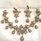 Vintage INSP 9.50Ct Rose Cut Polki Diamond Silver EarinNecklace @Jewelry Set 405